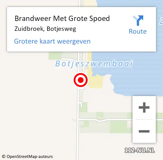 Locatie op kaart van de 112 melding: Brandweer Met Grote Spoed Naar Zuidbroek, Botjesweg op 25 januari 2022 14:37