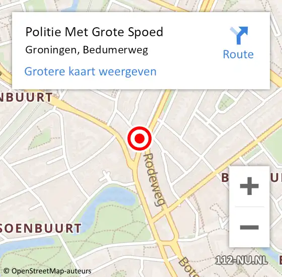 Locatie op kaart van de 112 melding: Politie Met Grote Spoed Naar Groningen, Bedumerweg op 25 januari 2022 14:47