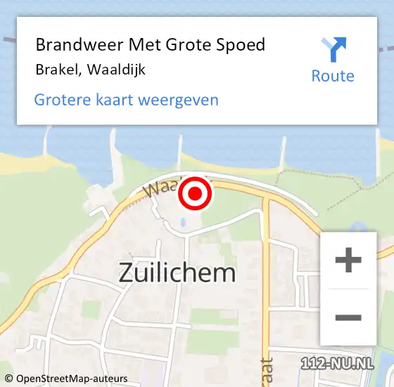 Locatie op kaart van de 112 melding: Brandweer Met Grote Spoed Naar Brakel, Waaldijk op 25 januari 2022 15:09