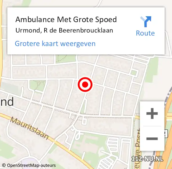 Locatie op kaart van de 112 melding: Ambulance Met Grote Spoed Naar Urmond, R de Beerenbroucklaan op 6 juli 2014 10:18