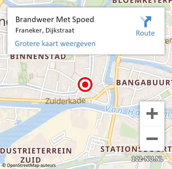 Locatie op kaart van de 112 melding: Brandweer Met Spoed Naar Franeker, Dijkstraat op 25 januari 2022 15:22