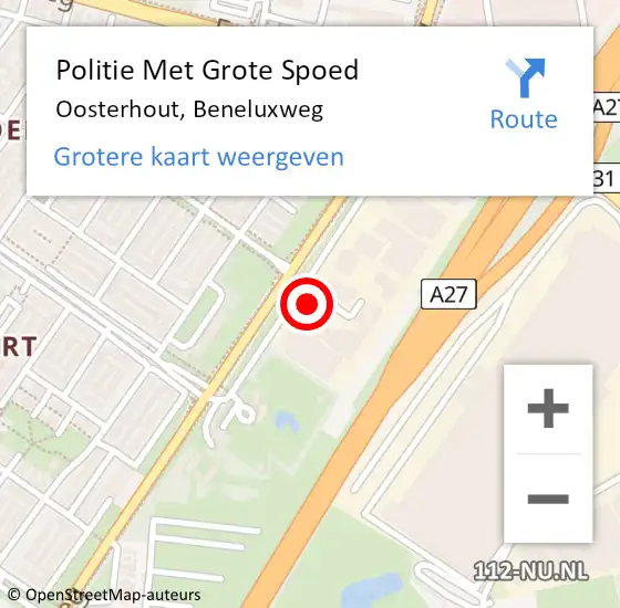 Locatie op kaart van de 112 melding: Politie Met Grote Spoed Naar Oosterhout, Beneluxweg op 25 januari 2022 15:27