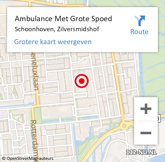 Locatie op kaart van de 112 melding: Ambulance Met Grote Spoed Naar Schoonhoven, Zilversmidshof op 6 juli 2014 10:20