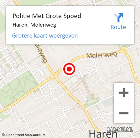 Locatie op kaart van de 112 melding: Politie Met Grote Spoed Naar Haren, Molenweg op 25 januari 2022 15:30