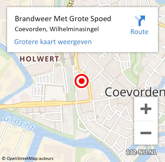 Locatie op kaart van de 112 melding: Brandweer Met Grote Spoed Naar Coevorden, Wilhelminasingel op 25 januari 2022 16:17