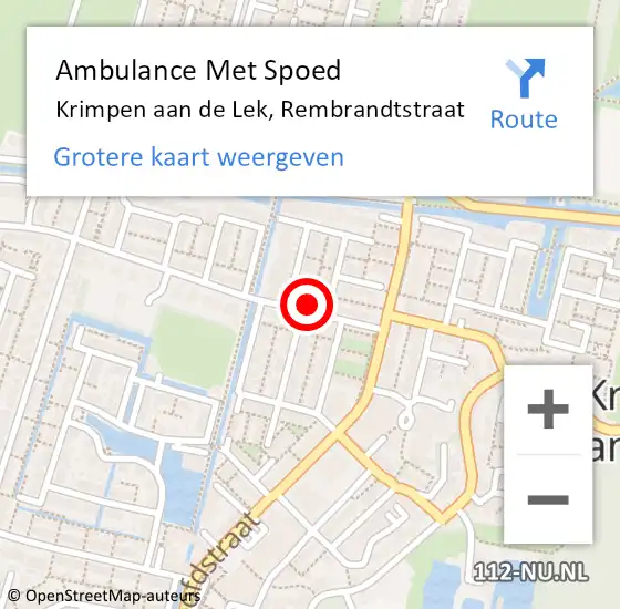 Locatie op kaart van de 112 melding: Ambulance Met Spoed Naar Krimpen aan de Lek, Rembrandtstraat op 25 januari 2022 16:18