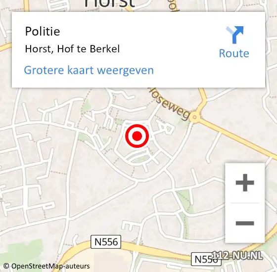 Locatie op kaart van de 112 melding: Politie Horst, Hof te Berkel op 25 januari 2022 16:22