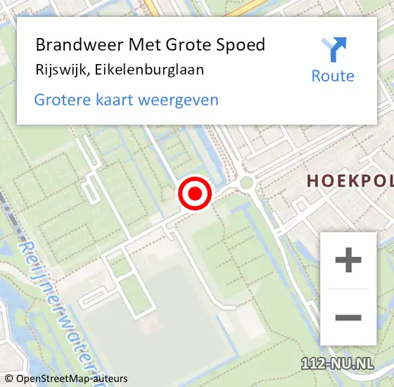 Locatie op kaart van de 112 melding: Brandweer Met Grote Spoed Naar Rijswijk, Eikelenburglaan op 25 januari 2022 16:25