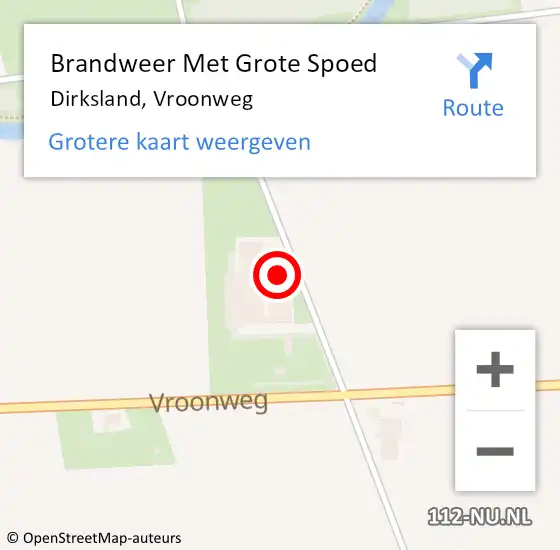 Locatie op kaart van de 112 melding: Brandweer Met Grote Spoed Naar Dirksland, Vroonweg op 25 januari 2022 16:53