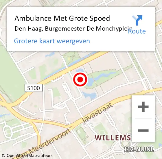 Locatie op kaart van de 112 melding: Ambulance Met Grote Spoed Naar Den Haag, Burgemeester De Monchyplein op 25 januari 2022 16:54