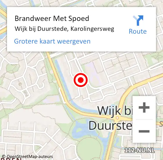 Locatie op kaart van de 112 melding: Brandweer Met Spoed Naar Wijk bij Duurstede, Karolingersweg op 25 januari 2022 17:02