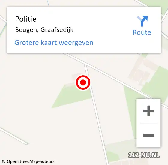 Locatie op kaart van de 112 melding: Politie Beugen, Graafsedijk op 25 januari 2022 17:08