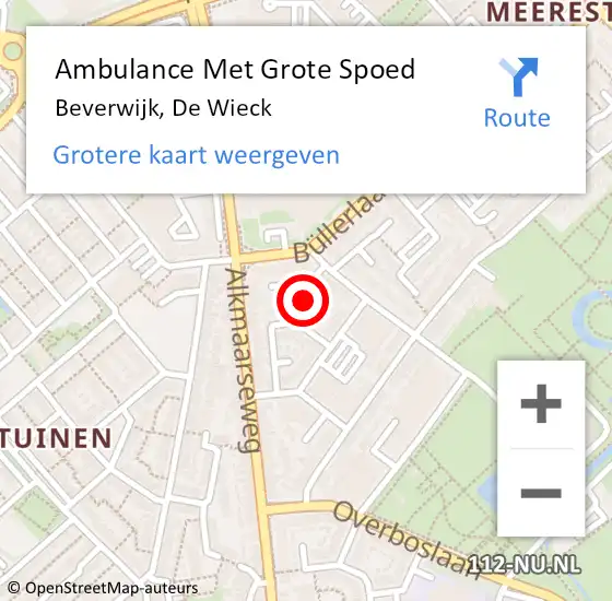Locatie op kaart van de 112 melding: Ambulance Met Grote Spoed Naar Beverwijk, De Wieck op 25 januari 2022 17:08