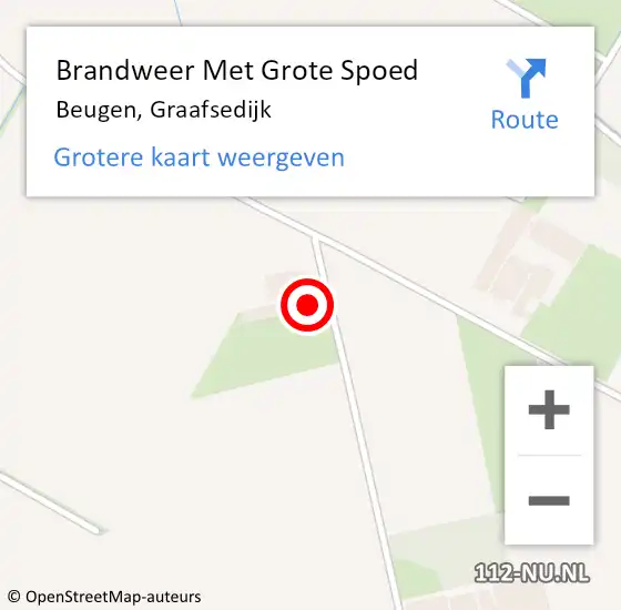 Locatie op kaart van de 112 melding: Brandweer Met Grote Spoed Naar Beugen, Graafsedijk op 25 januari 2022 17:10