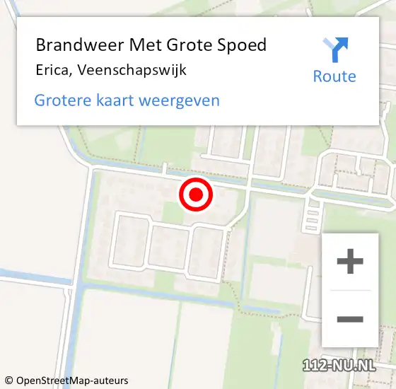 Locatie op kaart van de 112 melding: Brandweer Met Grote Spoed Naar Erica, Veenschapswijk op 25 januari 2022 17:17