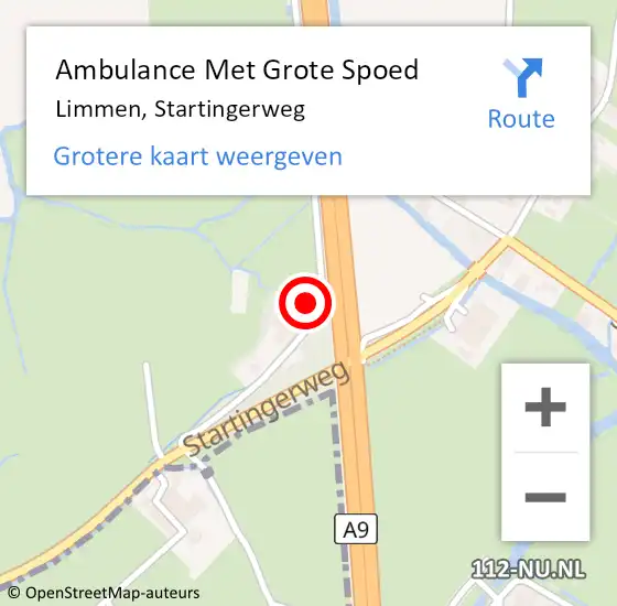 Locatie op kaart van de 112 melding: Ambulance Met Grote Spoed Naar Limmen, Startingerweg op 6 juli 2014 10:30