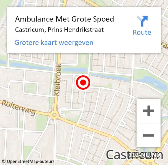 Locatie op kaart van de 112 melding: Ambulance Met Grote Spoed Naar Castricum, Prins Hendrikstraat op 25 januari 2022 17:32