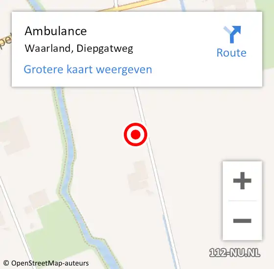 Locatie op kaart van de 112 melding: Ambulance Waarland, Diepgatweg op 25 januari 2022 17:42
