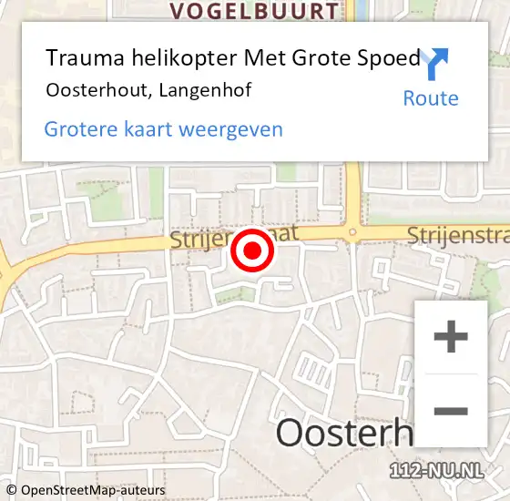 Locatie op kaart van de 112 melding: Trauma helikopter Met Grote Spoed Naar Oosterhout, Langenhof op 25 januari 2022 18:03