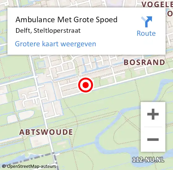 Locatie op kaart van de 112 melding: Ambulance Met Grote Spoed Naar Delft, Steltloperstraat op 25 januari 2022 18:33