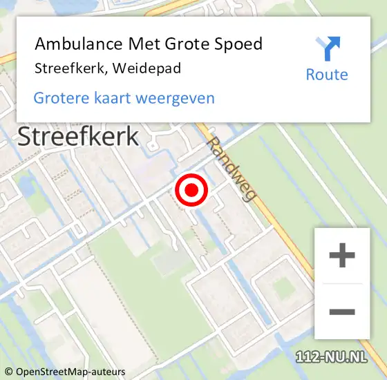 Locatie op kaart van de 112 melding: Ambulance Met Grote Spoed Naar Streefkerk, Weidepad op 25 januari 2022 18:36