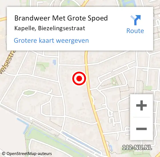 Locatie op kaart van de 112 melding: Brandweer Met Grote Spoed Naar Kapelle, Biezelingsestraat op 25 januari 2022 18:44