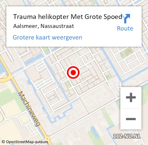 Locatie op kaart van de 112 melding: Trauma helikopter Met Grote Spoed Naar Aalsmeer, Nassaustraat op 25 januari 2022 18:51