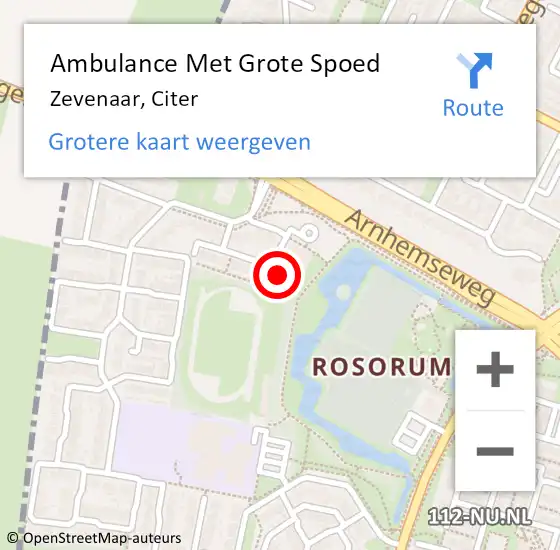 Locatie op kaart van de 112 melding: Ambulance Met Grote Spoed Naar Zevenaar, Citer op 25 januari 2022 18:59