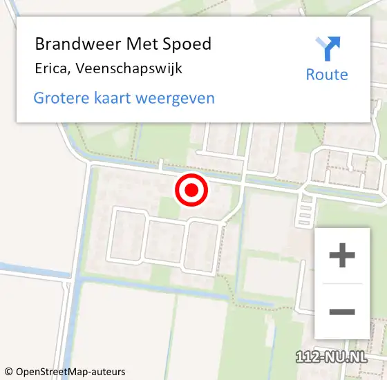 Locatie op kaart van de 112 melding: Brandweer Met Spoed Naar Erica, Veenschapswijk op 25 januari 2022 19:00