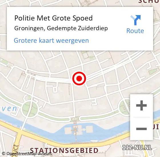 Locatie op kaart van de 112 melding: Politie Met Grote Spoed Naar Groningen, Gedempte Zuiderdiep op 25 januari 2022 19:12