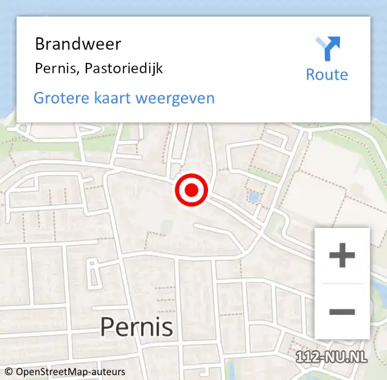 Locatie op kaart van de 112 melding: Brandweer Pernis, Pastoriedijk op 25 januari 2022 19:19