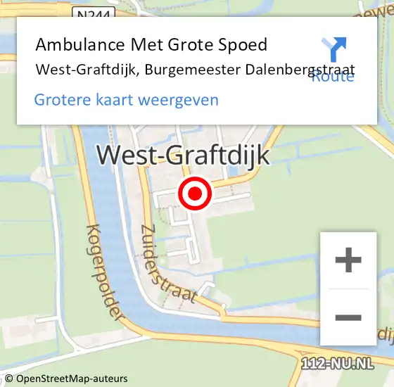 Locatie op kaart van de 112 melding: Ambulance Met Grote Spoed Naar West-Graftdijk, Burgemeester Dalenbergstraat op 25 januari 2022 19:45