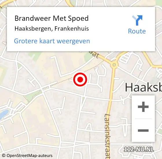 Locatie op kaart van de 112 melding: Brandweer Met Spoed Naar Haaksbergen, Frankenhuis op 25 januari 2022 20:06