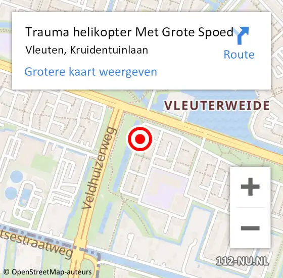 Locatie op kaart van de 112 melding: Trauma helikopter Met Grote Spoed Naar Vleuten, Kruidentuinlaan op 25 januari 2022 20:40