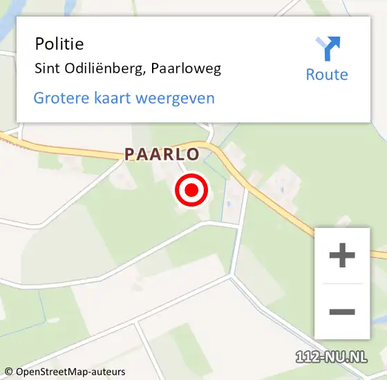 Locatie op kaart van de 112 melding: Politie Sint Odiliënberg, Paarloweg op 25 januari 2022 20:46