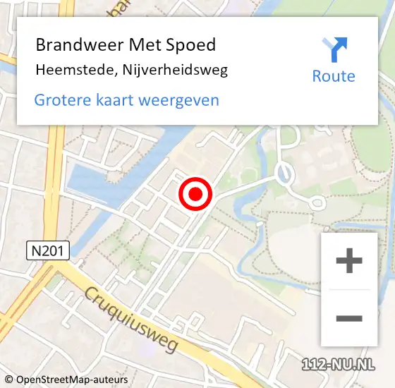 Locatie op kaart van de 112 melding: Brandweer Met Spoed Naar Heemstede, Nijverheidsweg op 25 januari 2022 20:49