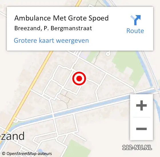 Locatie op kaart van de 112 melding: Ambulance Met Grote Spoed Naar Breezand, P. Bergmanstraat op 25 januari 2022 20:57