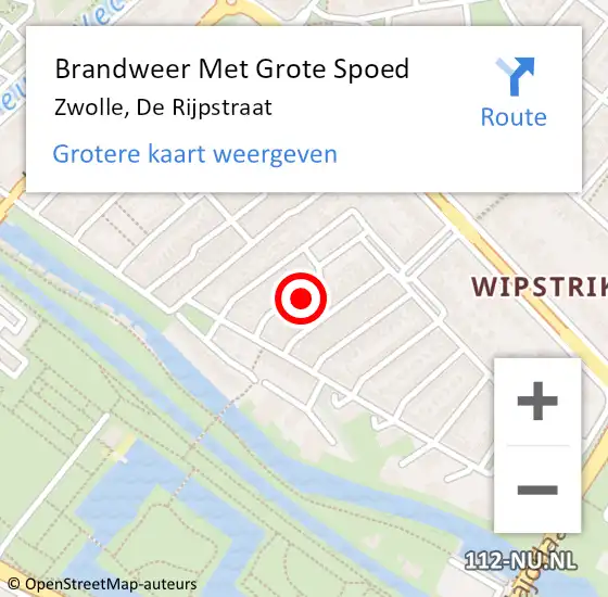 Locatie op kaart van de 112 melding: Brandweer Met Grote Spoed Naar Zwolle, De Rijpstraat op 25 januari 2022 21:17