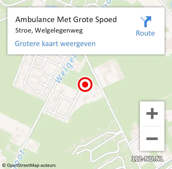 Locatie op kaart van de 112 melding: Ambulance Met Grote Spoed Naar Stroe, Welgelegenweg op 25 januari 2022 21:24