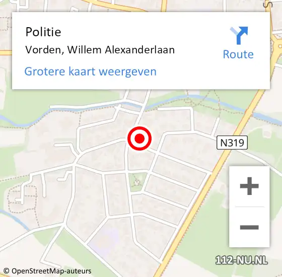 Locatie op kaart van de 112 melding: Politie Vorden, Willem Alexanderlaan op 25 januari 2022 21:32