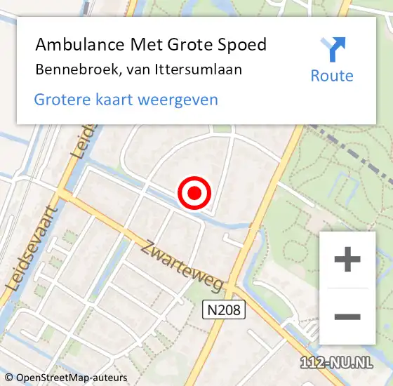 Locatie op kaart van de 112 melding: Ambulance Met Grote Spoed Naar Bennebroek, van Ittersumlaan op 25 januari 2022 21:36