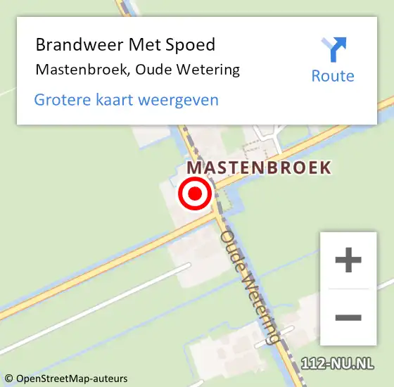 Locatie op kaart van de 112 melding: Brandweer Met Spoed Naar Mastenbroek, Oude Wetering op 25 januari 2022 21:45