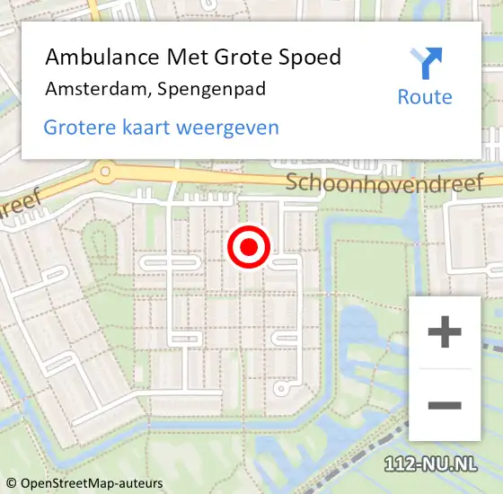 Locatie op kaart van de 112 melding: Ambulance Met Grote Spoed Naar Amsterdam-Zuidoost, Spengenpad op 25 januari 2022 21:47