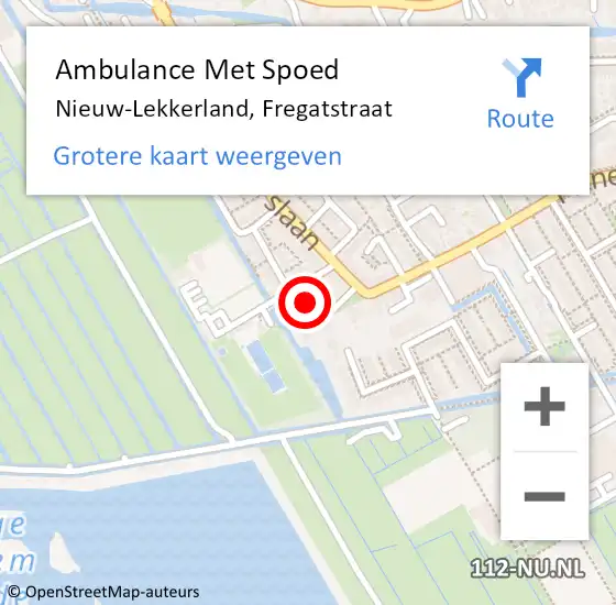 Locatie op kaart van de 112 melding: Ambulance Met Spoed Naar Nieuw-Lekkerland, Fregatstraat op 25 januari 2022 21:50