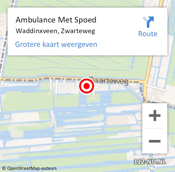 Locatie op kaart van de 112 melding: Ambulance Met Spoed Naar Waddinxveen, Zwarteweg op 25 januari 2022 21:54