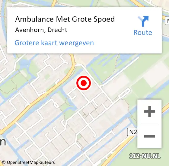 Locatie op kaart van de 112 melding: Ambulance Met Grote Spoed Naar Avenhorn, Drecht op 25 januari 2022 22:42
