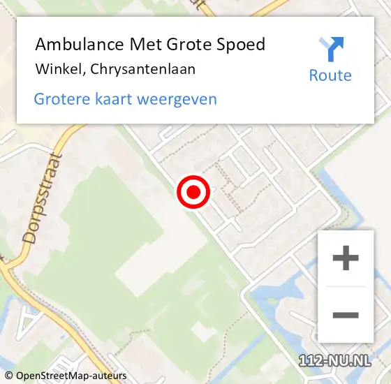Locatie op kaart van de 112 melding: Ambulance Met Grote Spoed Naar Winkel, Chrysantenlaan op 25 januari 2022 22:55