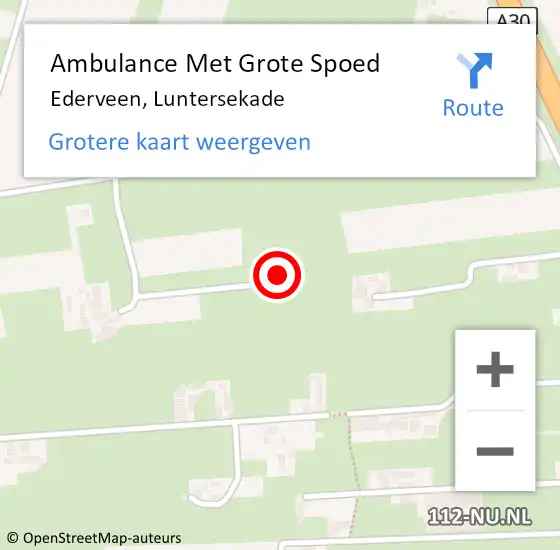 Locatie op kaart van de 112 melding: Ambulance Met Grote Spoed Naar Ederveen, Luntersekade op 25 januari 2022 23:11