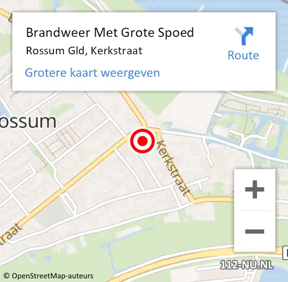 Locatie op kaart van de 112 melding: Brandweer Met Grote Spoed Naar Rossum Gld, Kerkstraat op 7 oktober 2013 13:24