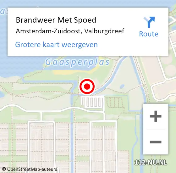 Locatie op kaart van de 112 melding: Brandweer Met Spoed Naar Amsterdam-Zuidoost, Valburgdreef op 26 januari 2022 00:16